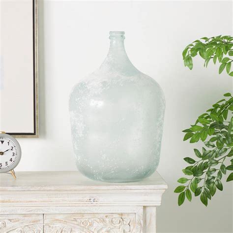 Litton Lane 22 In Clear Handmade Frosted Spanish Bottle Recycled Glass