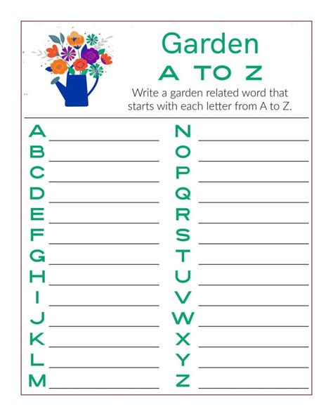 Free Printable A to Z Garden Word Activity Page - Mama Likes This