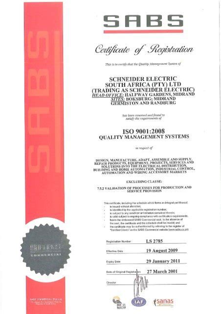 Download ISO9001 Certificate - Schneider Electric