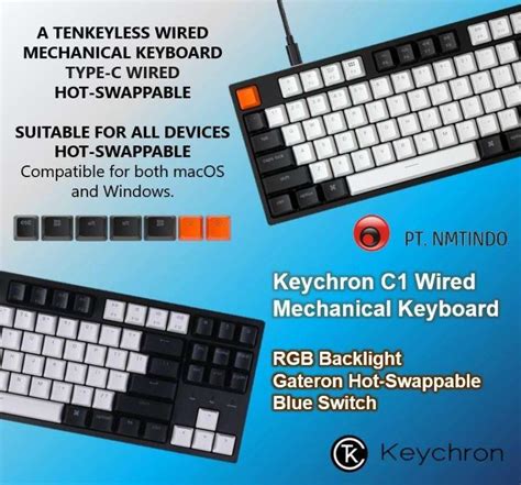 Jual Keychron C Wired Hot Swappable RGB Backlight Gateron BLUE Switch Di Seller PT Nmtindo