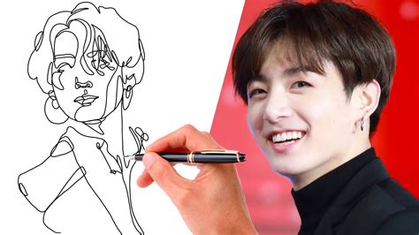 Cómo dibujar BTS Jungkook JK LINE ART DIBUJO JEON JUNG KOOK