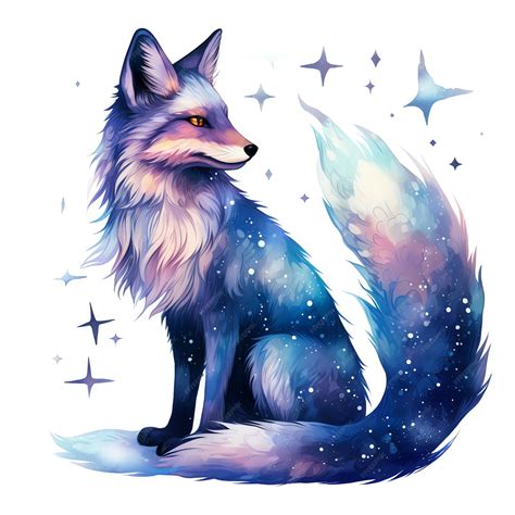Premium Photo | Beautiful Fox Magical Cosmic Galaxy watercolor clipart