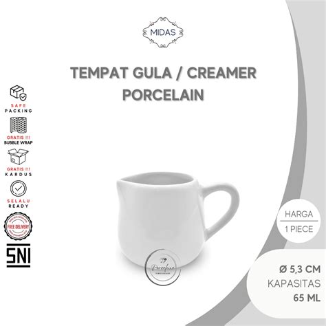 Jual Sugar Pot Porselen Putih Ml Tempat Gula Cair Creamer Susu Saus