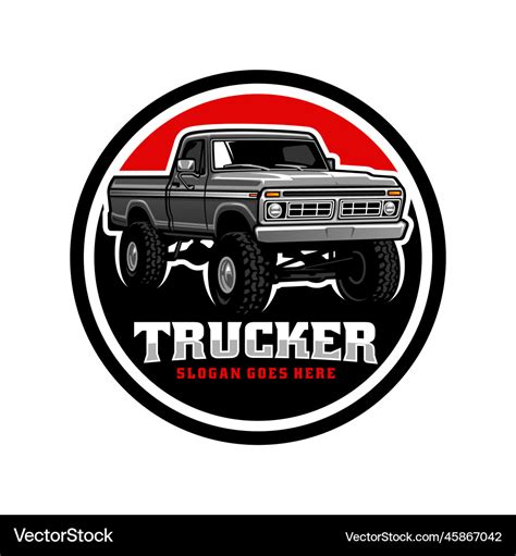 American retro lifted truck logo Royalty Free Vector Image