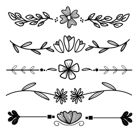 Hand Drawn Simple Doodle Flower Divider Ornament Doodle Drawing