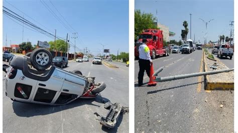 Nuevo Laredo Volcadura en César López de Lara exceso de velocidad y