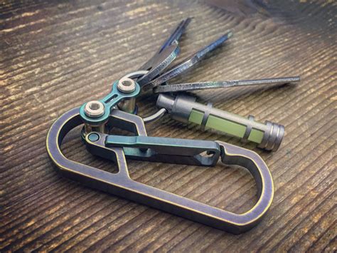 Titanium Key Carabiner Edc Keychain With Titanium Bike Link Kit