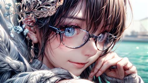 Anime Girl With Glasses 4k 240j Wallpaper Pc Desktop