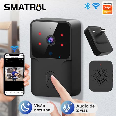 SMATRUL Tuya campainha sem fio inteligente wi fi ao ar livre câmera HD