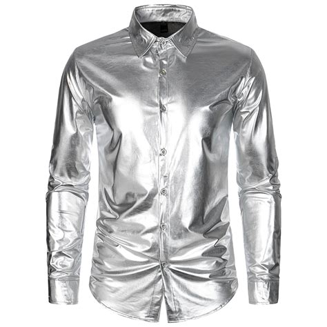 Oglccg Men S Sequins Metallic S Disco Shirts Shiny Regular Fit Long