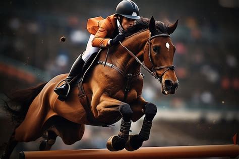 Premium Photo | Exciting horse jumping competition action shot