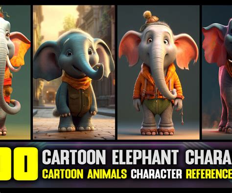 ArtStation - 300 Cartoon Elephant Characters - 4K Reference Image Pack - Vol 27 | Artworks