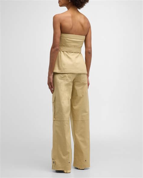 Simkhai Elettra Twill Belted Utility Bustier Neiman Marcus