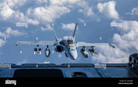 A U S Marine Corps F A 18 Hornet Aircraft With Marine Fighter Attack Squadron 112 Flies During