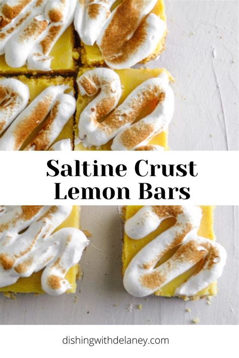 Saltine Crust Lemon Bars With Marshmallows On Top And The Title Overlay Reads Saltine Crust