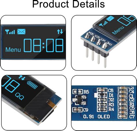 ACEIRMC 4pcs I2C Display Module 0.91 Inch I2C OLED Display Module I2C ...