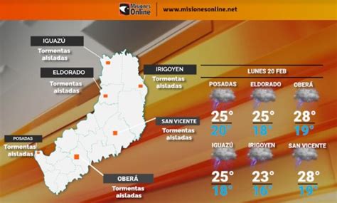 Tiempo En Misiones Lunes Con Probabilidades De Lluvia Y Con Una