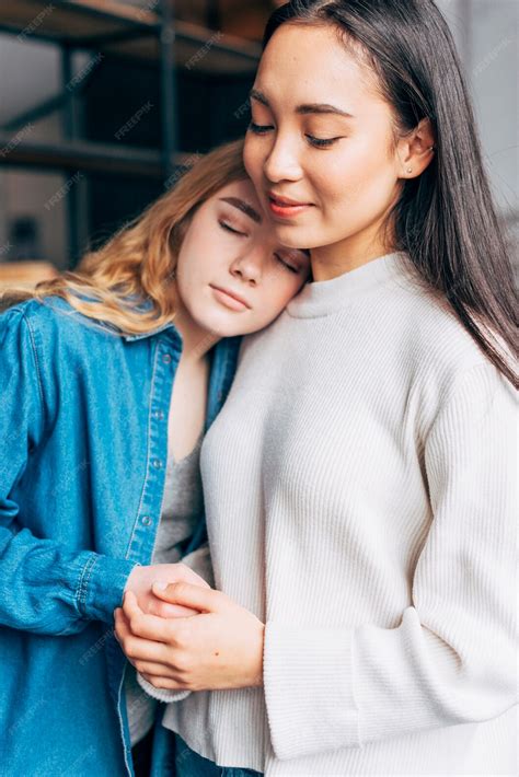 Free Photo Multiracial Lesbian Couple Hugging