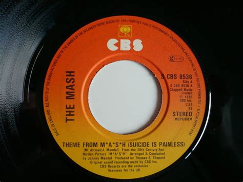 The Mash Theme From M A S H Suicide Is Painless 7 Vinyl UK 1980 CBS