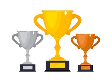 Premium Vector Gold Silver And Bronze Award Trophy Goblet Cup Icon