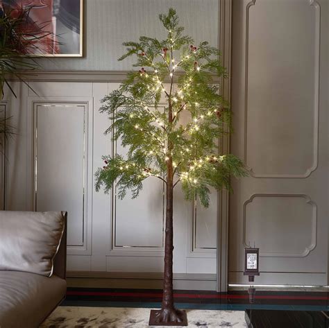 LITBLOOM Pre Lit Christmas Pine Tree 195 Fairy Lights 6FT Plug in, Faux ...