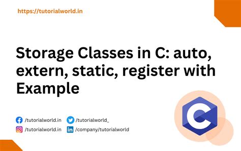 Storage Classes In C Auto Extern Static Register With Example