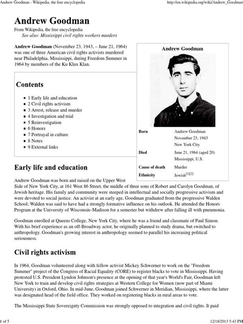 Andrew Goodman Wikipedia The Free Encyclopedia Pdf Civil Rights