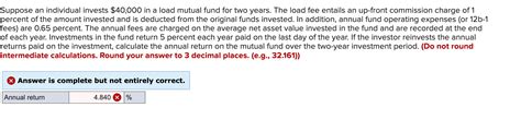 Solved Suppose An Individual Invests In A Load Chegg