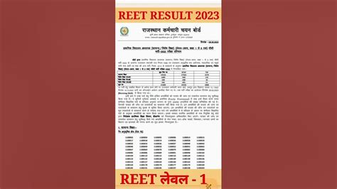 Reet Level 1 Results 2023 Reet 2023 Cutoff Official Cutoff 2023