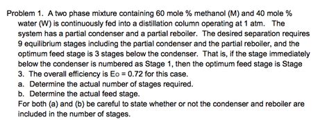 A Two Phase Mixture Containing 60 Moles Methanol