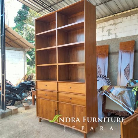 Rak Buku Laci Almari Partisi Modern Minimalis Andra Furniture