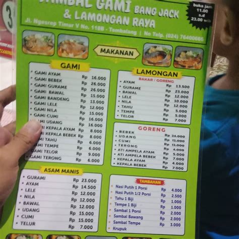 Menu At Sambal Gami Bang Jack Lamongan Raya Restaurant Semarang