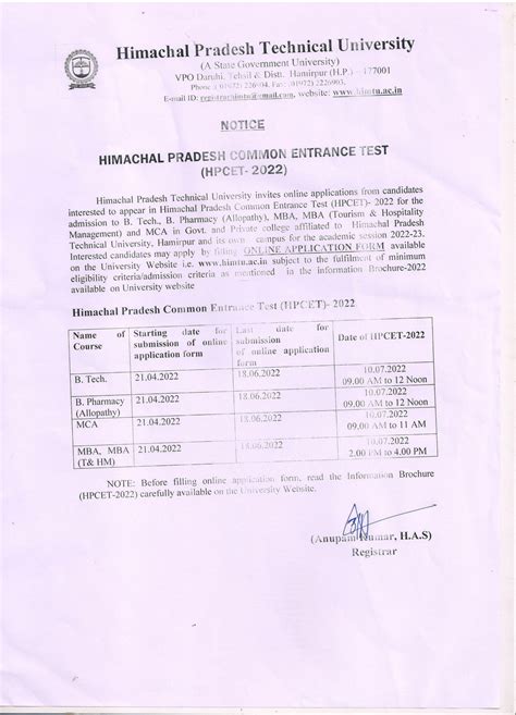 HPCET Important Dates 2022 Application Form Closed Result Out