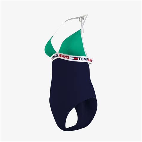 Tommy Jeans Triangle One Piece Rp Kadın Yeşil Mayo KADIN Mayo Bikini SuperStep