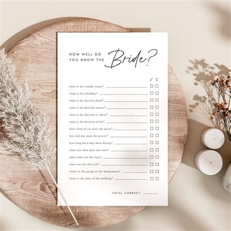 Printable Bridal Shower Games Printable How Well Do You Know Teste