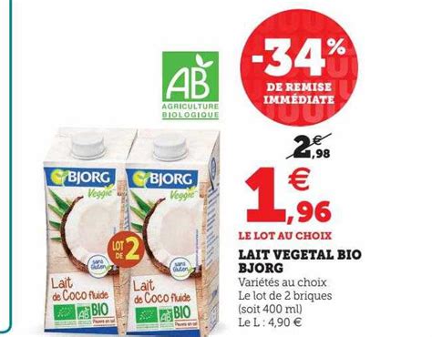 Promo Lait Végétal Bio Bjorg chez Super U iCatalogue fr