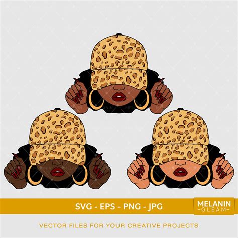 Periodt Woman Leopard Cap Melanin Black Woman Svg Afro Etsy