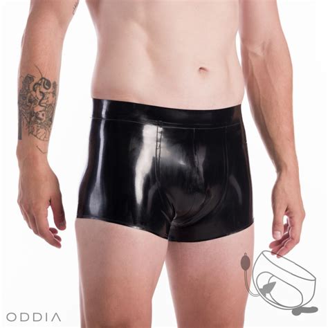 Oddia Boxers En Latex Avec Gaine Pour P Nis Et Plug Anal Gonflable