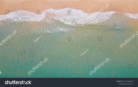 Aerial View Turquoise Ocean Wave Reaching Stock Photo 2119168124