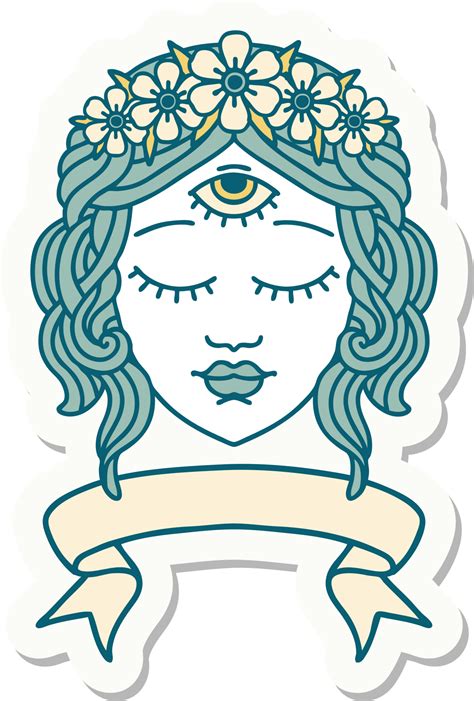 Tattoo Sticker With Banner Of Female Face 45284069 Png