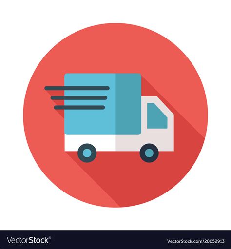 Fast Shipping Delivery Truck Flat Icon Royalty Free Vector