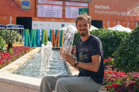 Daniil Medvedev Of Russia Poses With The Champions Trophy After