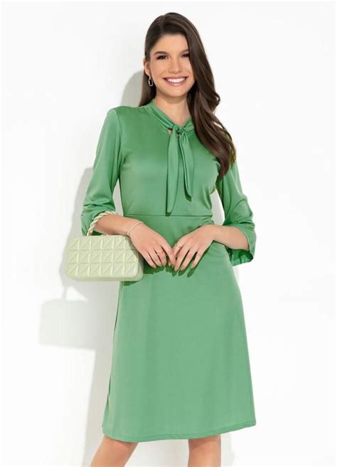 Rosalie Vestido Verde Gola La O Moda Evang Lica