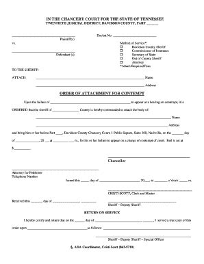 Fillable Online Nashvillegov Chancery Court Order Of Attachment For