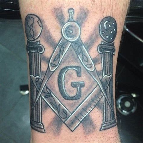 Black And White Masonic Tattoo Masonic Tattoos Freemasonry Freemason