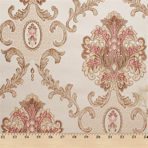 Chateau Damask Upholstery Jacquard Home Décor Polyester 56 Fabric By The Yard Rose Gold Pink