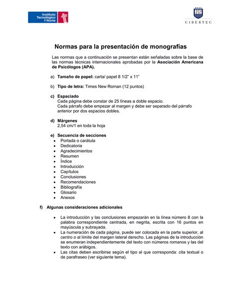 Normas para la presentación de monografías PDF