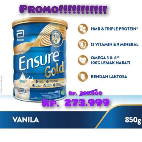 Jual Ensure Gold Hmb Vanila Gr Susu Nutrisi Dewasa Rendah Laktosa