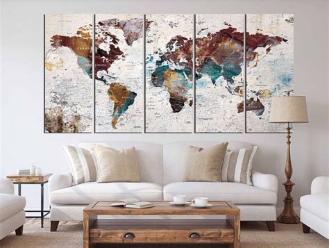 World Map Wall Artworld Map Canvasworld Map Artworld Map Etsy Large