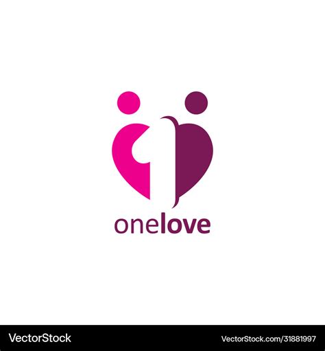 One Love Logo Simple People Heart Royalty Free Vector Image